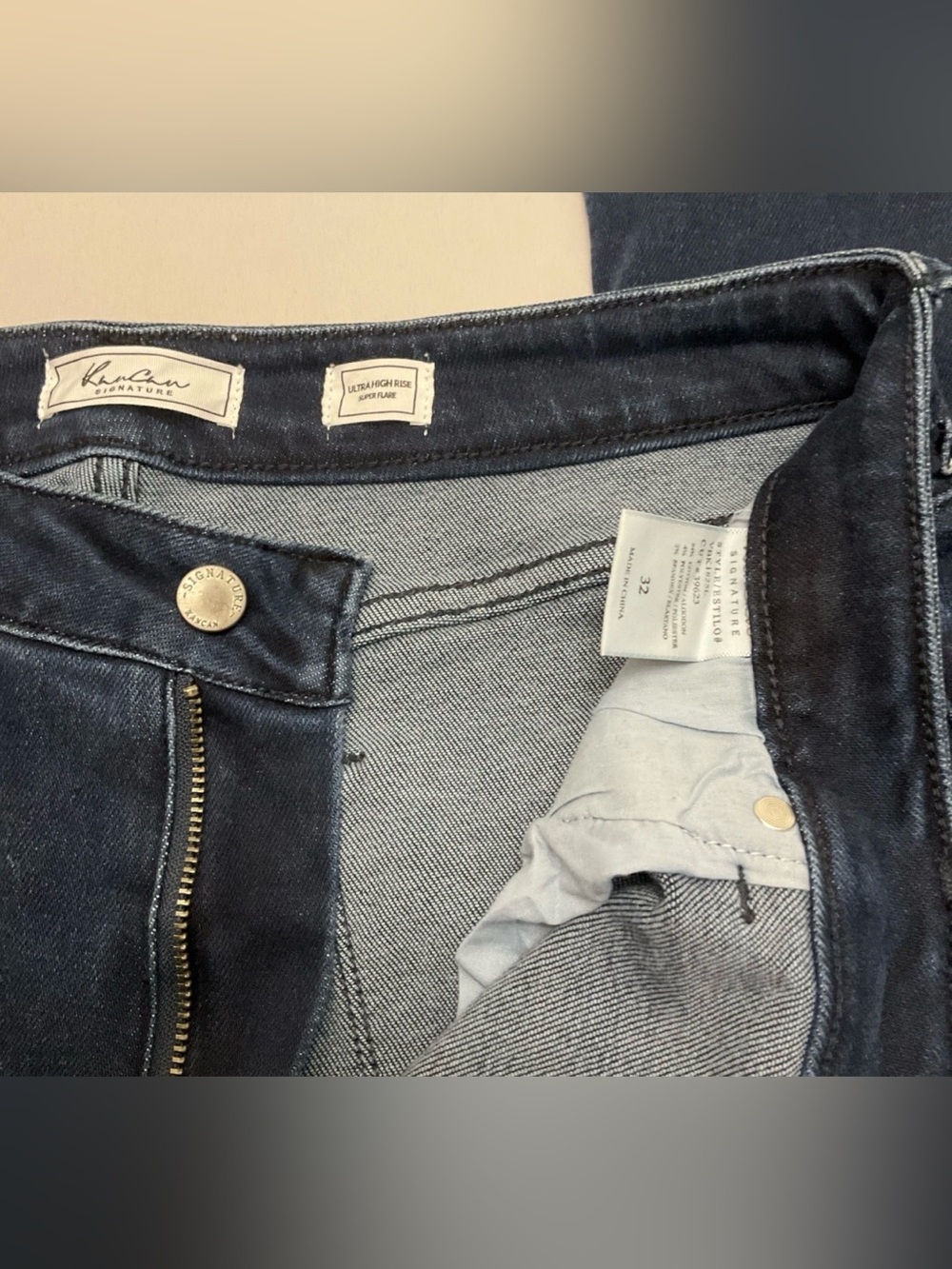 Kancan Ultra High Rise Raw Hem Super Flare Jeans 32 Cut #39623